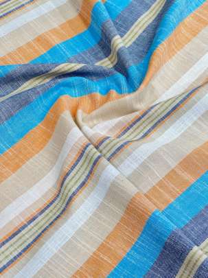 Handloom Cotton Weaving Lining Print Multi-Colour/ Handloom jamdani