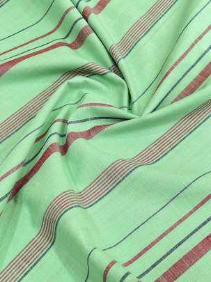 Handloom Cotton Weaving Lining Print Pista Green/ Handloom jamdani