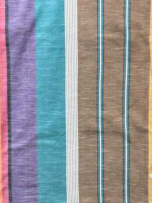 Handloom Cotton Weaving Lining Print Multi-Colour/ Handloom jamdani