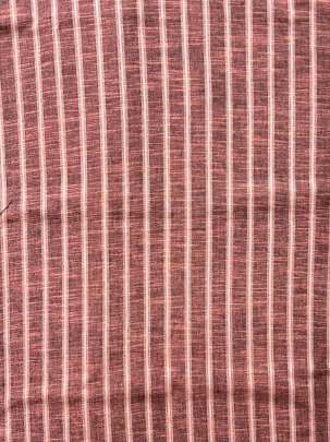 Handloom Cotton Weaving Lining Print Rust/ Handloom jamdani