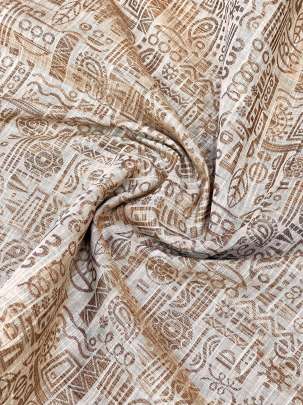 Handloom chanderi jamdani woven print fabric - Beiege/ Handloom jamdani