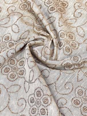 Handloom chanderi jamdani woven print fabric - Cream/