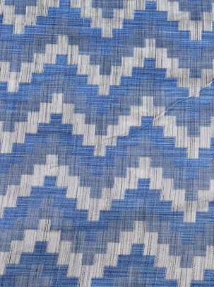 Handloom chanderi jamdani woven print fabric - Blue/ Handloom jamdani