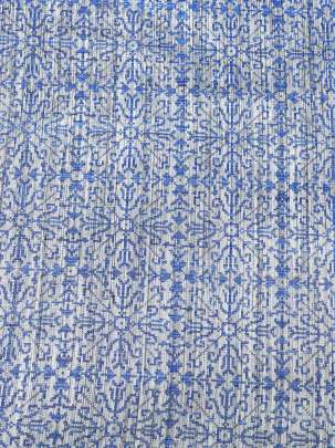 Handloom chanderi jamdani woven print fabric - Blue/ Handloom jamdani