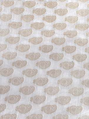 Handloom chanderi jamdani woven print fabric - Cream/ Handloom jamdani