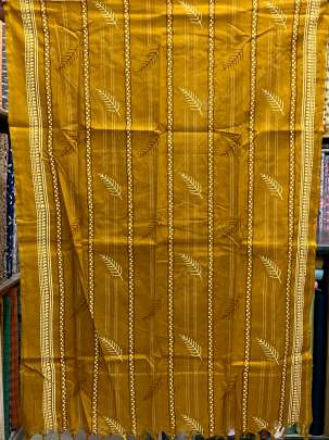 Handloom cotton suitpieces with resham neck work - Light yellow/ 