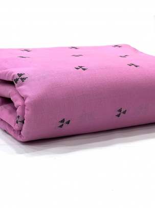 Handloom jamdani fabric with woven motifs design - Pink/ Handloom jamdani