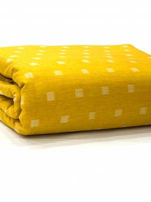 Handloom jamdani fabric with woven motifs design - Yellow/