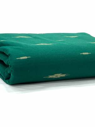 Handloom jamdani fabric with woven motifs design - Green/ Handloom jamdani