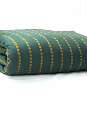 Handloom jamdani fabric with woven motifs design - Green/