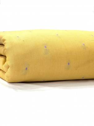 Handloom jamdani fabric with woven motifs design - Light Yellow/ 