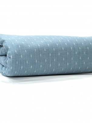 Handloom jamdani fabric with woven motifs design - Light Blue/