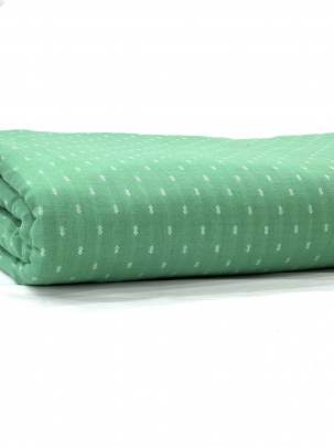 Handloom jamdani fabric with woven motifs design - Pista green/ 