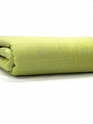 Handloom jamdani fabric with woven motifs design - Lemon Green/