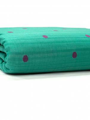 Handloom jamdani fabric with woven motifs design - Sea Green