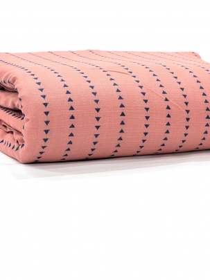 Handloom jamdani fabric with woven motifs design - Peach/