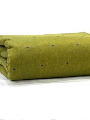 Handloom jamdani fabric with woven motifs design - Mahendi Green/ 