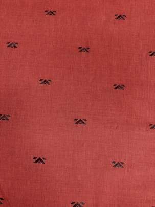 Handloom jamdani fabric with woven motifs design - Rust/ Handloom jamdani