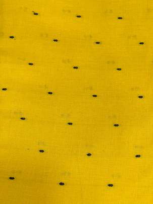 Handloom jamdani fabric with woven motifs design - Yellow/ Handloom jamdani