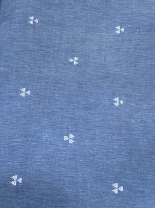 Handloom jamdani fabric with woven motifs design - Indigo blue/ Handloom jamdani