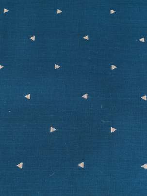 Handloom jamdani fabric with woven motifs design - Peacock Blue/ Handloom jamdani