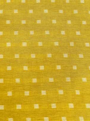 Handloom jamdani fabric with woven motifs design - Yellow/ Handloom jamdani