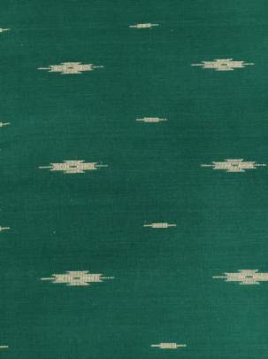 Handloom jamdani fabric with woven motifs design - Green/ Handloom jamdani