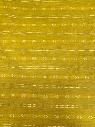 Handloom jamdani fabric with woven motifs design - Yellow/ Handloom jamdani