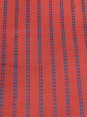 Handloom jamdani fabric with woven motifs design - Rust/ Handloom jamdani