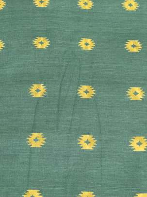 Handloom jamdani fabric with woven motifs design - Greyish green/ Handloom jamdani