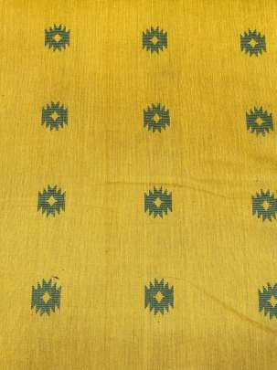 Handloom jamdani fabric with woven motifs design - Mustard yellow/ Handloom jamdani