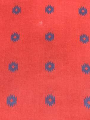 Handloom jamdani fabric with woven motifs design - Rust/ Handloom jamdani