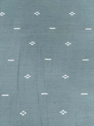 Handloom jamdani fabric with woven motifs design - Greyish green/ Handloom jamdani