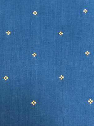 Handloom jamdani fabric with woven motifs design - Blue/ Handloom jamdani