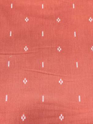 Handloom jamdani fabric with woven motifs design - Peach/ Handloom jamdani