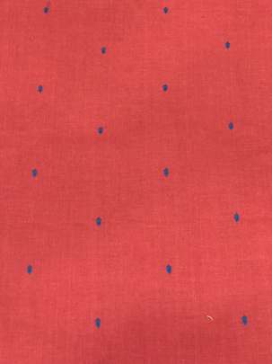 Handloom jamdani fabric with woven motifs design - Red/ Handloom jamdani