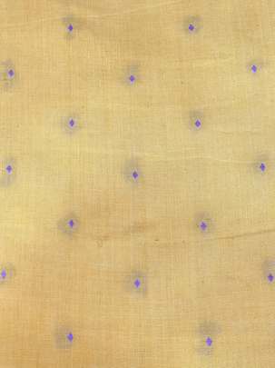 Handloom jamdani fabric with woven motifs design - Light Yellow/ Handloom jamdani