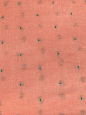 Handloom jamdani fabric with woven motifs design - Peach/ Handloom jamdani