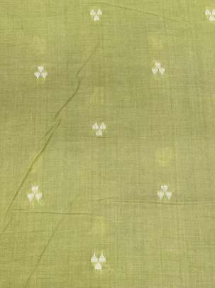 Handloom jamdani fabric with woven motifs design - Lemon Green/ Handloom jamdani