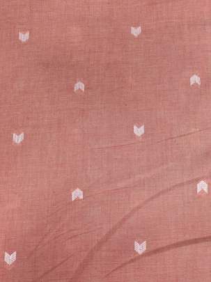 Handloom jamdani fabric with woven motifs design - Peach/ Handloom jamdani