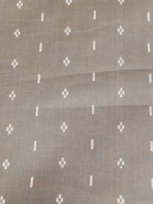 Handloom jamdani fabric with woven motifs design - Light Brown/ Handloom jamdani