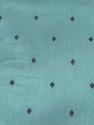 Handloom jamdani fabric with woven motifs design - Light Turquoise/ Handloom jamdani