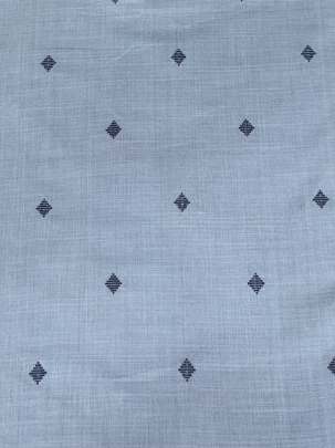 Handloom jamdani fabric with woven motifs design - Light Blue/ Handloom jamdani