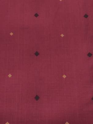 Handloom jamdani fabric with woven motifs design - Maroon/ Handloom jamdani