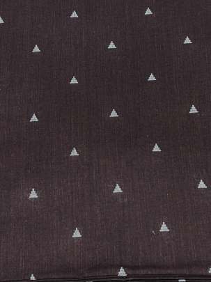 Handloom jamdani fabric with woven motifs design - Dark Brown/ Handloom jamdani