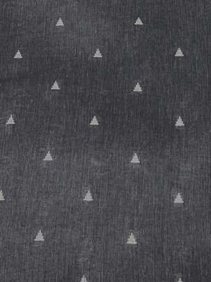 Handloom jamdani fabric with woven motifs design - Dark Grey/ Handloom jamdani