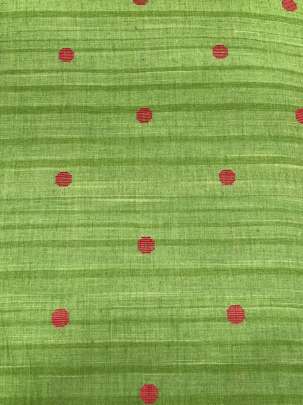 Handloom jamdani fabric with woven motifs design - Green/ Handloom jamdani