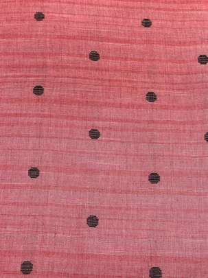 Handloom jamdani fabric with woven motifs design - Peach/ Handloom jamdani