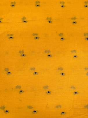 Handloom jamdani fabric with woven motifs design - Yellow/ Handloom jamdani