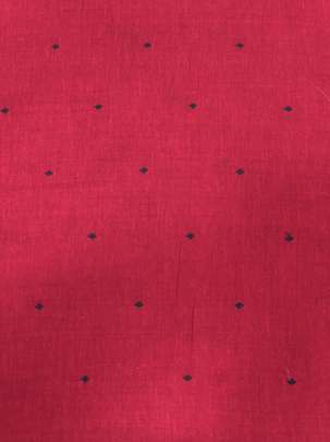 Handloom jamdani fabric with woven motifs design - Red/ Handloom jamdani